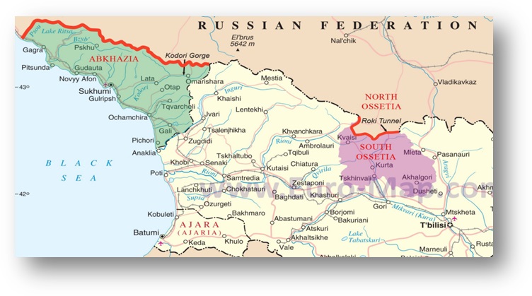 Где проходит граница россии с абхазией грузией. Граница Абхазии и Грузии на карте. Карта Грузии и Абхазии и Южной Осетии. Абхазия и Южная Осетия на карте границы с Россией.
