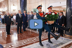 Выступление С.В.Лаврова на церемонии возложения венков к мемориальным доскам в здании МИД, посвящённой 77-й годовщине Победы