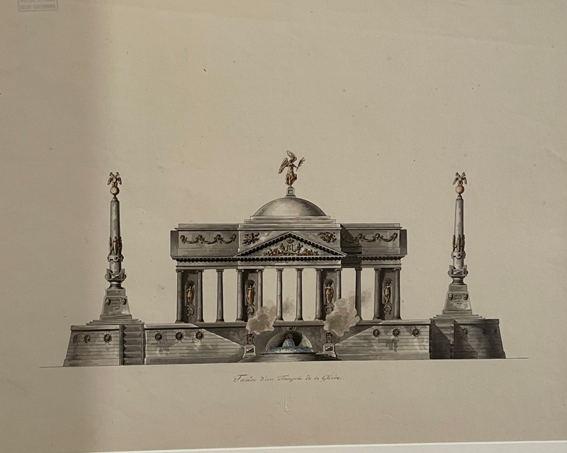 Проект настольного украшения в виде храма. Общий вид. Западная Европа, 1803 г., ПМЗ «Павловск»