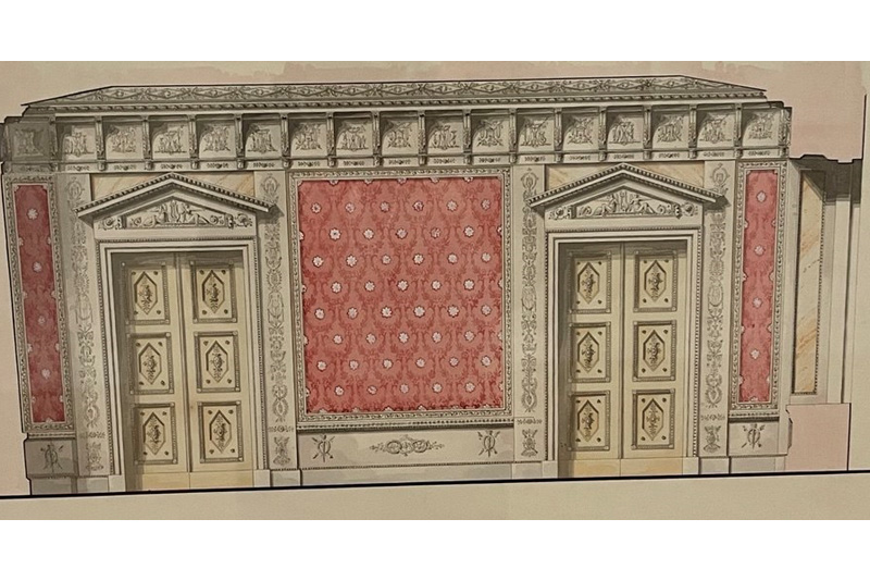 К. Росси, проект интерьеров императрицы Марии Федоровны в Елагином дворце, Малиновая гостиная