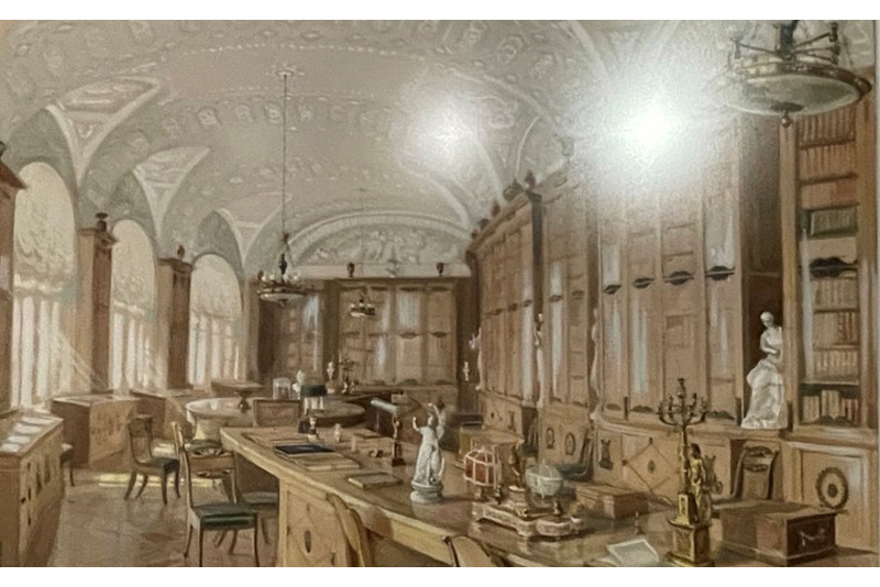 А.Трескин. Большая дворцовая библиотека (библиотека Росси) в Павловском дворце. Реконструкция. 1961. ГМЗ «Павловск»