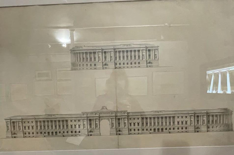 Фасады зданий Сената и Синода со стороны набережной Невы и площади. Российская империя, 1829 КГИОП